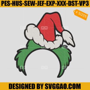 Grinch Christmas Hat Embroidery Design, Dr Seuss Embroidery Design