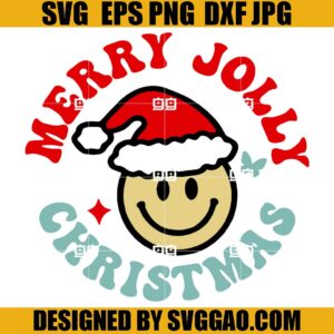Merry Jolly Christmas SVG, Retro Christmas SVG, Santa Smile SVG