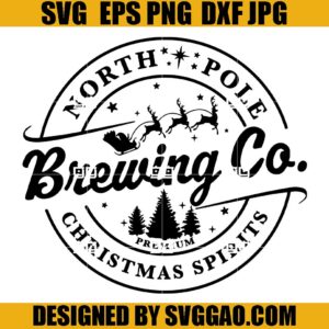 North Pole Brewing Co SVG, Santa Reindeer SVG, Xmas Tree SVG