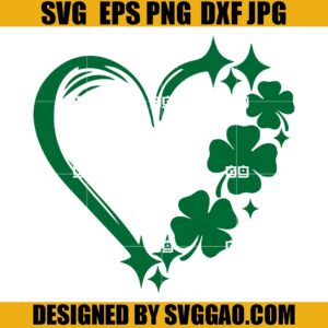 Shamrock Heart SVG, Leaf Clover SVG, Happy St. Patrick's Day SVG