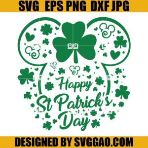 Mouse St Patricks Day SVG, Happy Patrick Day SVG, Lucky Mickey Mouse SVG