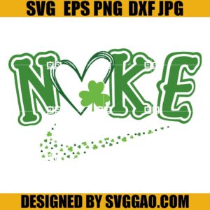 St Patricks Swoosh SVG, Four Leaf Clover SVG, Heart Shamrock Nike SVG
