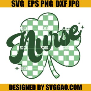 Nurse St Patricks Day SVG, Retro Lucky Nurse SVG, Shamrock Clover SVG
