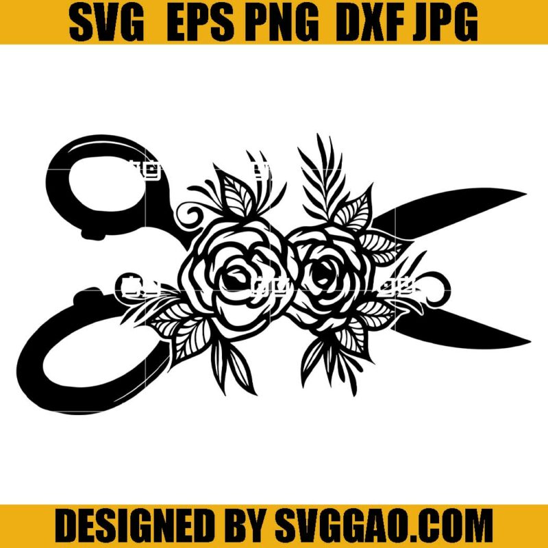 Scissors Floral SVG, Scissor With Flowers SVG