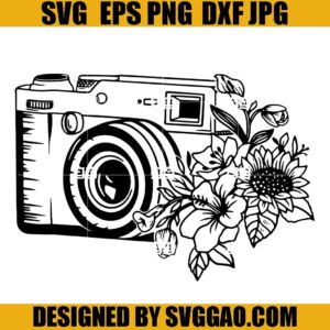 Camera Flower SVG PNG DXF EPS Digital File