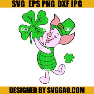 Piglet Patrick SVG, Shamrock Piglet SVG, St Patrick Day Piglet SVG