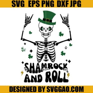 Skeleton Shamrock And Roll SVG, St Patrick Day SVG, Skeleton Patrick Day SVG