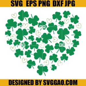 St. Patrick's Day Heart SVG, Irish Heart SVG, Clover Leaf SVG