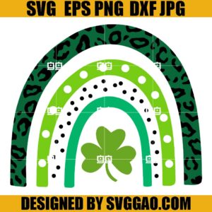 Irish Rainbow Leopard SVG, St Patricks Day SVG, Shamrock Rainbow SVG