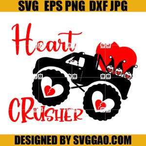 Heart Crusher SVG, Truck Valentine SVG, Gnome Valentine SVG