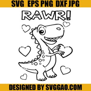 Rawr Valentine SVG, Dino Valentine Day SVG, Happy Valentine Day SVG