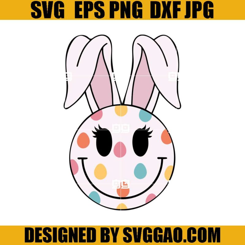 Easter Smiley Face SVG, Bunny Ear Smiley SVG, Smiley SVG – SVGGAO