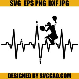 Cheer Heartbeat SVG, Heartbeat SVG, Cheerleader SVG