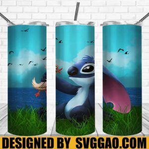 Duck and Stitch Tumbler Wrap, Stitch 20oz Skinny Tumbler Designs, Sublimation Designs PNG