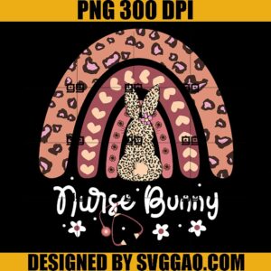 Leopard Rainbow Nurse Bunny PNG, Easter Nurses PNG, Rainbow Nurse PNG