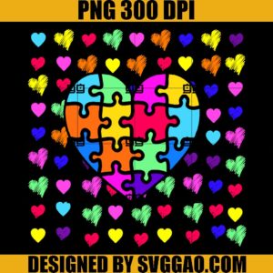 Heart Autism Awareness PNG, Autism Heart Puzzle Pieces SVG