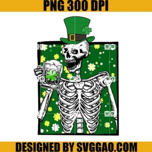 Skeleton Drinking Beer  PNG, St Patricks Day Shamrock PNG, Skeleton Irish PNG