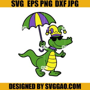 Mardi Gras T-rex SVG, Mardi Gras Alligator SVG, Mardi Gras Day SVG
