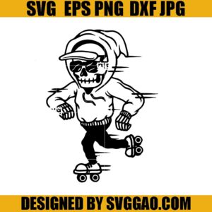 Skeleton Roller Skating SVG, Roller Skates SVG, Hallowen SVG