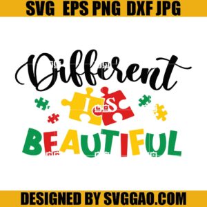 Different Is Beautiful SVG, Autism Day SVG, Autism Puzzle SVG