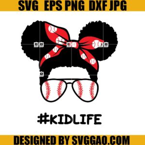 Kid Life SVG, Afro Baseball Mom SVG, Baseball Woman SVG