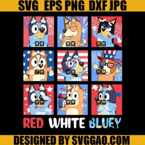 Red White Bluey PNG, Bluey Rad Dad PNG, Bluey and Bingo 4th July PNG, Bluey Independence Day PNG