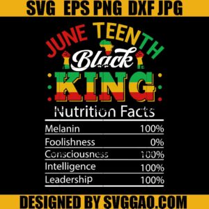 Juneteenth Black King Nutrition Facts SVG, Black King SVG, Independence Day SVG