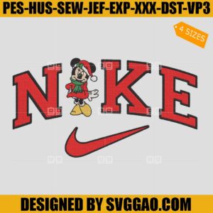 Nike Minnie Christmas Embroidery Design, Christmas Swoosh Embroidery File