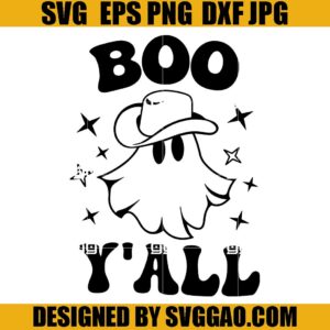 Boo Y'all SVG, Spooky Ghost SVG, Cowboy Ghost SVG