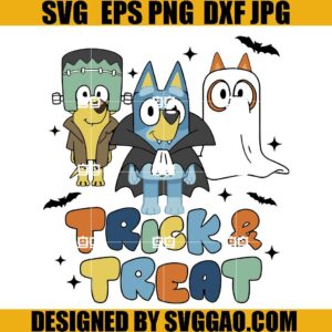 Bluey Characther Halloween Trick or Treat SVG, Blue Dog Neutral SVG, Halloween SVG