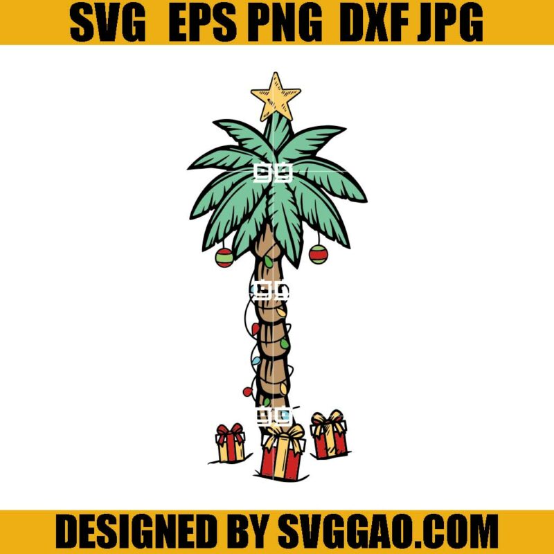 Christmas Palm Tree SVG, Christmas Lights Palm Tree SVG, Xmas Summer SVG