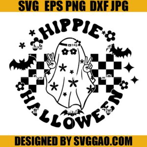 Hippie Halloween SVG, Retro Ghost SVG, Hippie Ghost SVG
