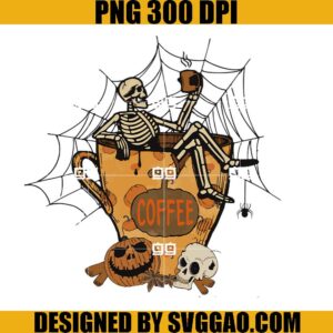 Coffee Skeleton PNG, Coffee Halloween PNG, Halloween Pumpkin PNG