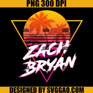 Zach Bryan Summer PNG, Zach Bryan Retro 80s Sunset PNG