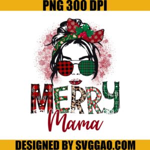 Merry Mama PNG, Merry Christmas Messy Bun PNG, Merry Christmas PNG