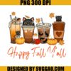 Happy Fall Y'all PNG, Cat Pumpkin Spice Latte PNG, Latte Thankgiving PNG
