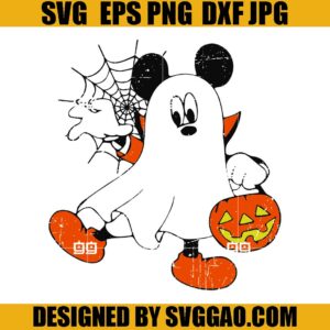 Vintage Mickey Ghost SVG, Mickey Halloween Boo SVG, Mickey's Not So Scary Halloween SVG