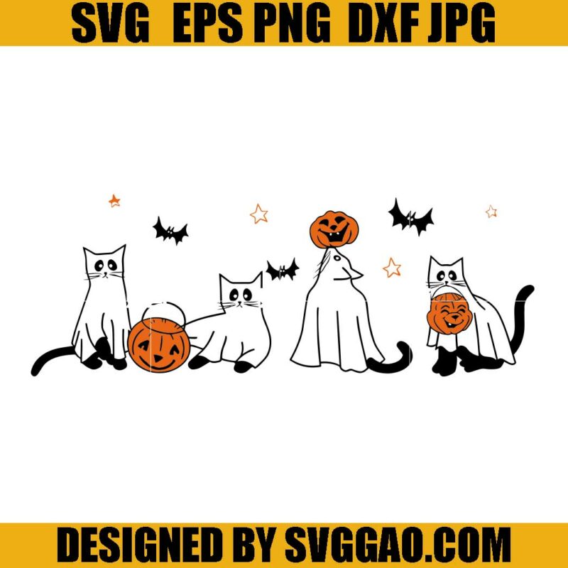 Ghost Halloween SVG, Cat Ghost Pumpkin SVG, Halloween Cat SVG – SVGGAO