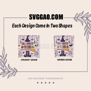 Bad Witch Vibes 3D Puff 20oz Tumbler Wrap PNG, Elf Witch Tumbler Template PNG