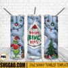 Merry Grinchmas 3D Puff 20oz Tumbler Wrap PNG, Grinch Christmas Tumbler Template PNG