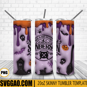 Sanderson Bed and Breakfast 3D Puff 20oz Tumbler Wrap PNG, Sanderson Sisters Tumbler Template PNG