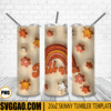 Fall Vibes Rainbow 3D Puff 20oz Tumbler Wrap PNG, Rainbow Fall Autumn Tumbler Template PNG