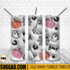Groovy Ghost With Pumpkin 3D Puff 20oz Tumbler Wrap PNG, Boo Ghost Pumpkin Tumbler Template PNG