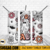 Halloween Spooky Babe 3D Puff 20oz Tumbler Wrap PNG, Halloween Spooky Vibes Tumbler Template PNG