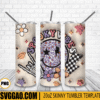 Spooky Vibes Leopard Smiley 3D Puff 20oz Tumbler Wrap PNG, Spooky Smiley Tumbler Template PNG