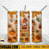 Pumpkin Spice Junkie 3D Puff 20oz Tumbler Wrap PNG, Gnome Fall Tumbler Template PNG