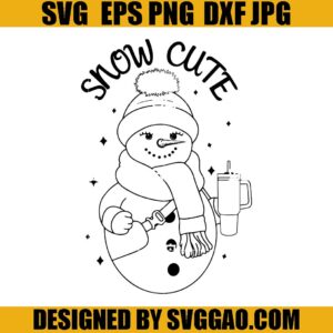 Snow Cute SVG, Snowman Coffee SVG, Christmas Snowman SVG