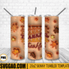 Thankful Mama 3D Puff 20oz Tumbler Wrap PNG File, Thanksgiving Tumbler Template PNG
