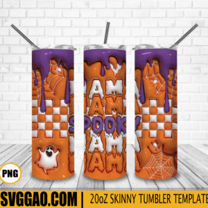 Spooky Mama 3D Puff 20oz Tumbler Wrap PNG File, Retro Mama Halloween Tumbler Template PNG