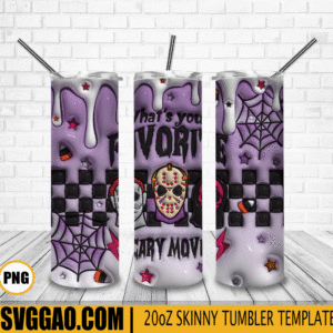 What's Your Favorite Scary Movie 3D Puff 20oz Tumbler Wrap PNG File, Horror Movie Tumbler Template PNG